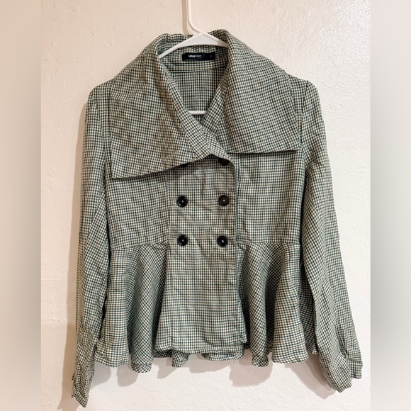 Una Rosa Jackets & Blazers - Una Rosa Green Checkered Women's Top size 1 (Small) Y2K